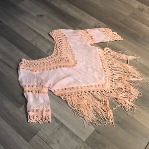 Peach top with fringe